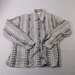 Vintage Eva Laurel Shirt 8 Womens Black Gray Long Sleeve Button Collared   #2851